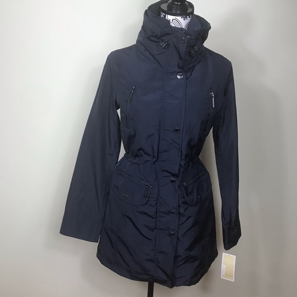 Michael Kors Hooded Anorak Raincoat Dark Navy W - Picture 2 of 5